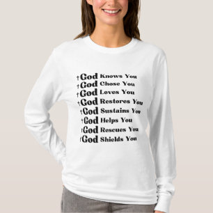 Camiseta Dios te conoce, te ama, restaura y rescata