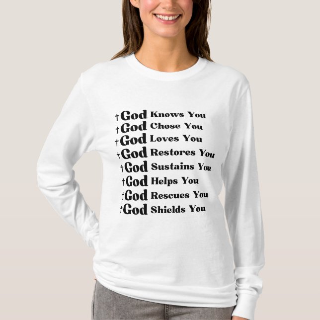 Camiseta Dios te conoce, te ama, restaura y rescata (Anverso)