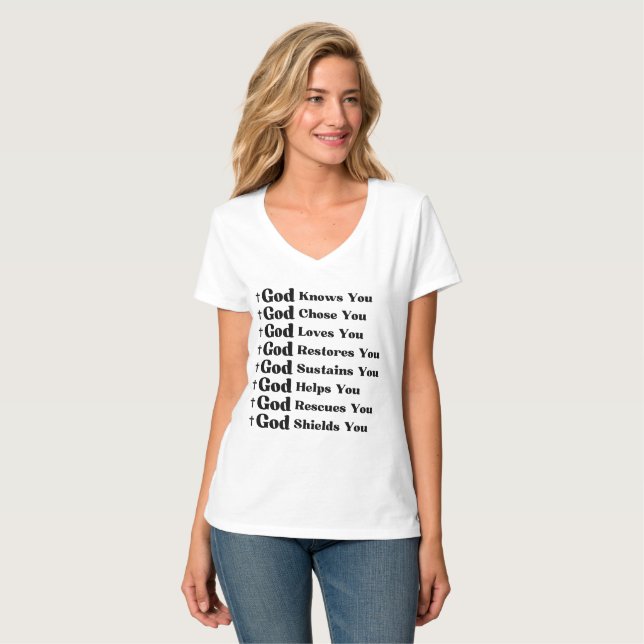 Camiseta Dios te conoce, te ama, restaura y rescata (Anverso completo)