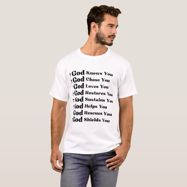 Camiseta Dios te conoce, te ama, restaura y rescata (Anverso completo)