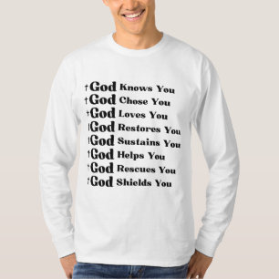 Camiseta Dios te conoce, te ama, restaura y rescata