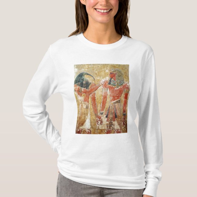 Camiseta Dios Thoth con Seti I en la tumba de Seti (Anverso)