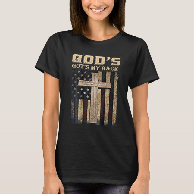 Camiseta Dios tiene mi Bandera Estadounidense Cristiana Jes (Anverso)
