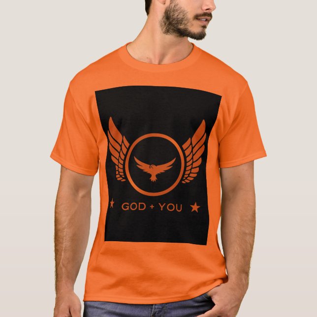 Camiseta Dios + U Naranja guapo de hombre o adulto impreso (Anverso)