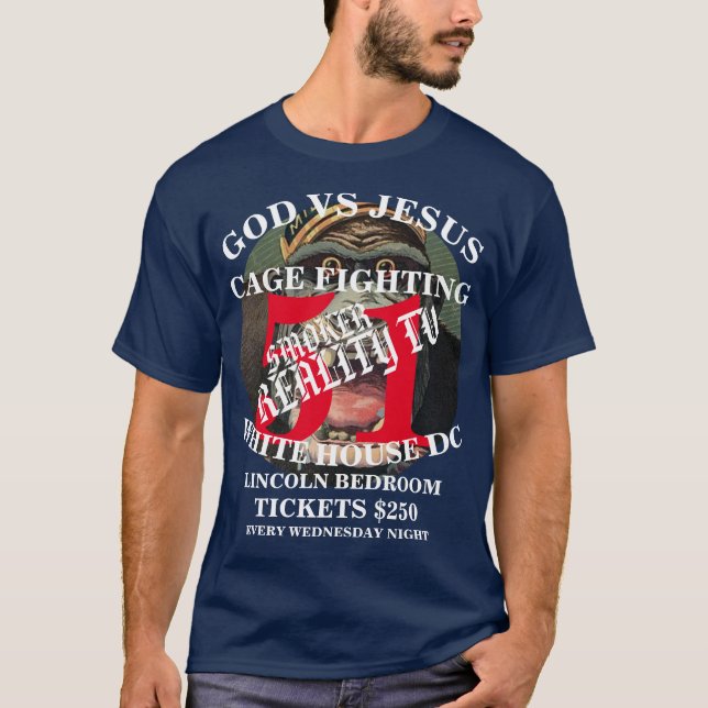 CAMISETA DIOS VS JESUS CAGE COMBATIENDO A WASHINGTON DC LIN (Anverso)