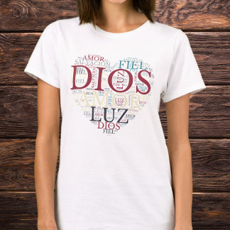 Camiseta Dios Y Fe Corazón Mujer Cristiana Español