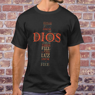 Camiseta Dios y fe cruzan el español cristiano de los hombr