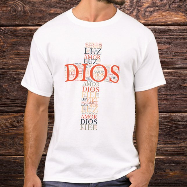 Camiseta Dios y fe cruzan el español cristiano de los hombr (Subido por el creador)