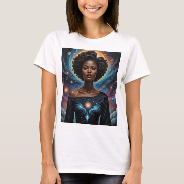 Camiseta Diosa celestial Energía cósmica T-Shirt Galaxy Art (Anverso)