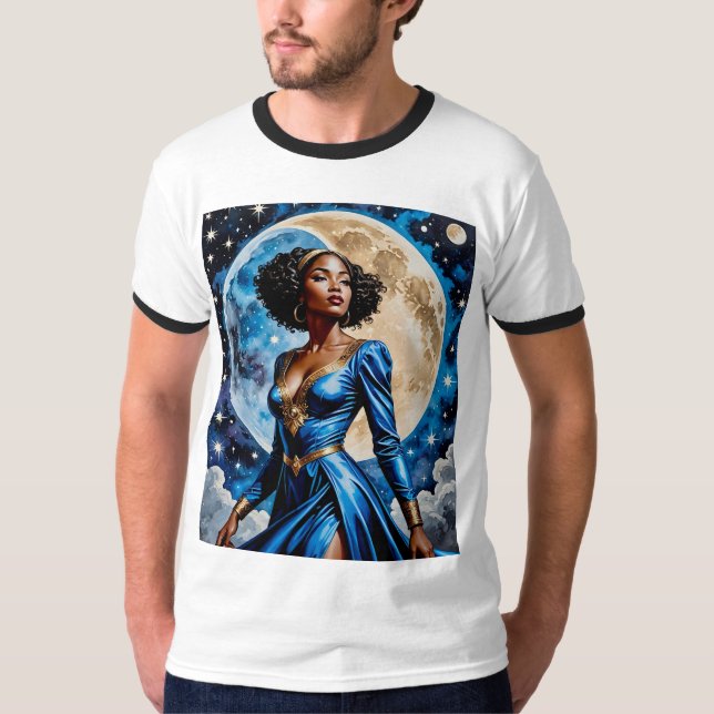 Camiseta Diosa de la luna en el diseño de Blue Magic TShirt (Anverso)
