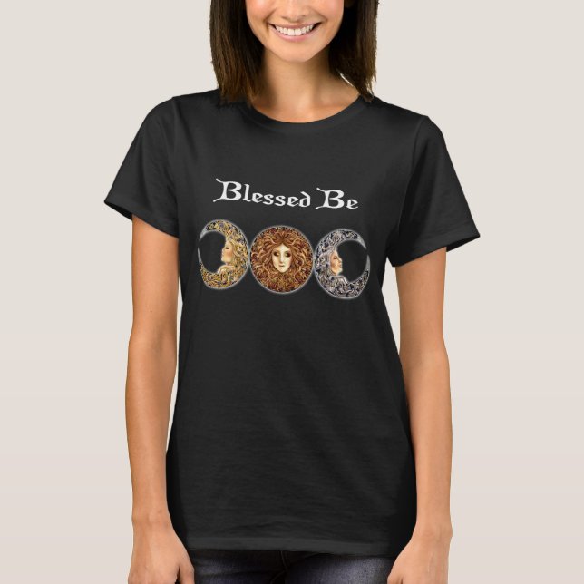 Camiseta Diosa de la Triple Luna Bendita Wiccan Pagan Be (Anverso)