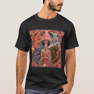 Camiseta Diosa de los Cuatro Elementos - Art Nouveau, Rosa 