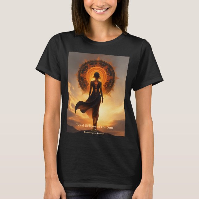 Camiseta Diosa del eclipse solar total mirando al sol (Anverso)