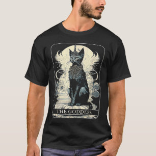 Camiseta Diosa del Gato Carta de Tarot de Gato Negro