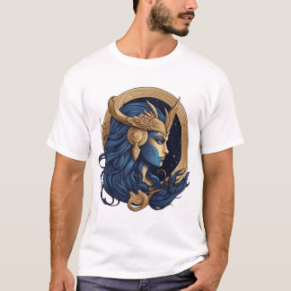Camiseta Diosa del mar - Diseño elegante azul y dorado