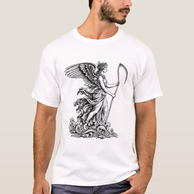 Camiseta diosa griega Venus el mar con la hoz larga (Anverso)