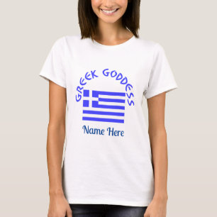 Camiseta Diosa Griega y Bandera de Grecia Personalizada 
