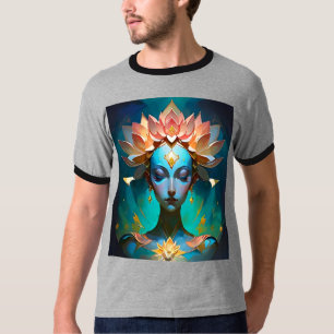 Camiseta Diosa Loto Azul Mística Arte Abstracto Espiritual
