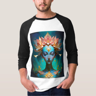 Camiseta Diosa Loto Azul Mística Arte Abstracto Espiritual