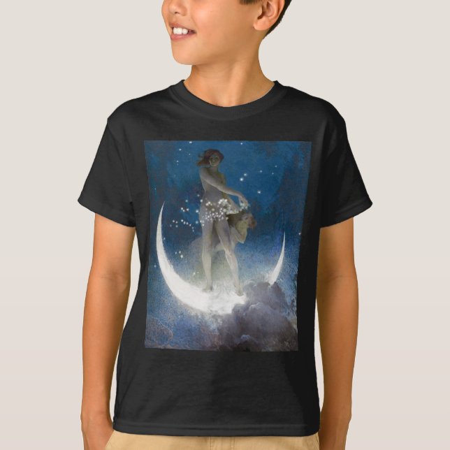 Camiseta Diosa Luna en la Noche Espolvoreando Estrellas (Anverso)