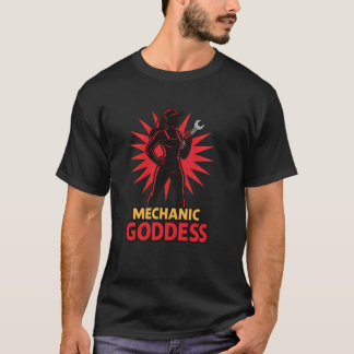 Camiseta Diosa Mecánica Mujer Audaz Sosteniendo Llave con R