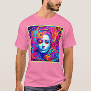 Camiseta Diosa neón con el pelo cósmico flotante