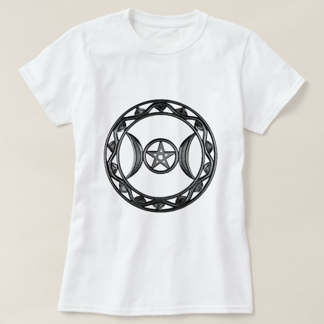 Camiseta Diosa triple con la vieja arrugada virginal de la (Diseño del anverso)