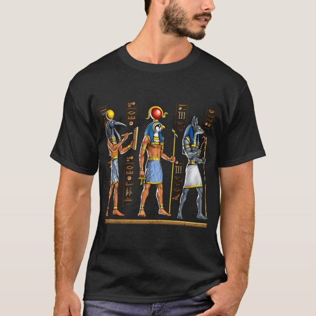 Camiseta Dioses egipcios Anubis Thoth y Horus (Anverso)