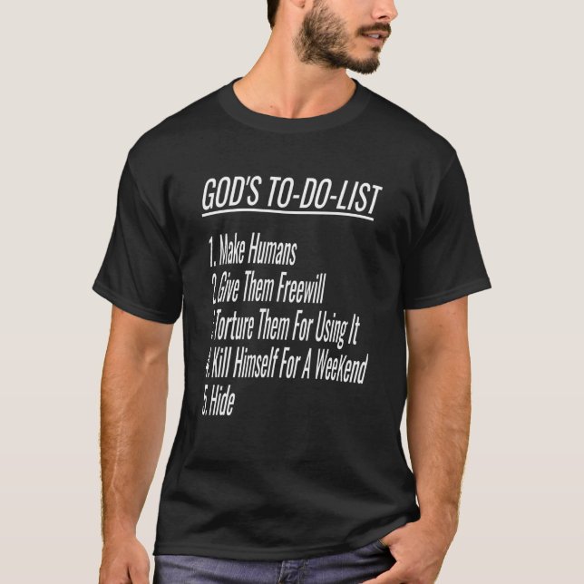 Camiseta Dioses para hacer lista de humor ateo, ateo, crist (Anverso)