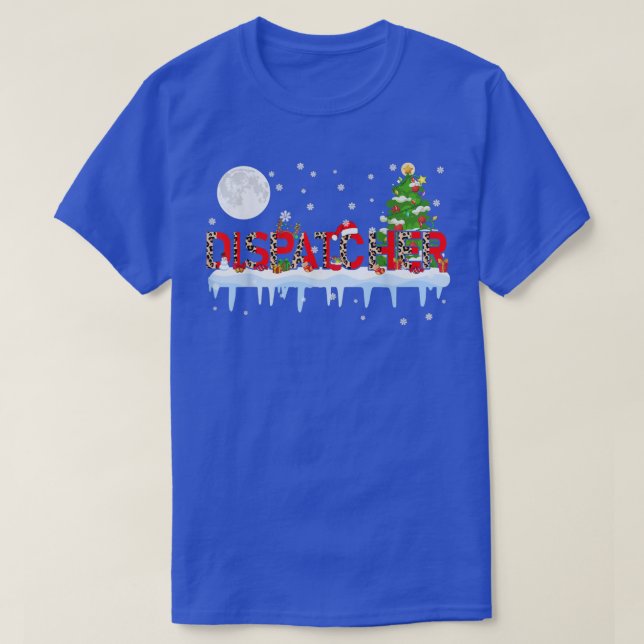 Camiseta Dipatcher Xmas Tree Light Leopardo Santa Hat Reind (Diseño del anverso)