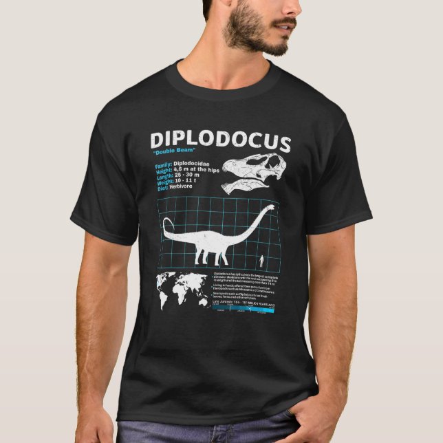Camiseta Diplodocus ficha descriptiva Dinosaur Facts (Anverso)