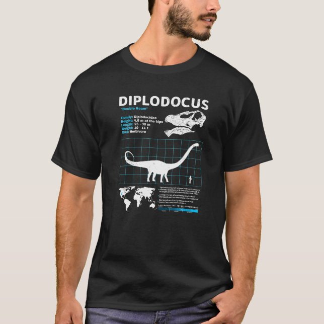 Camiseta Diplodocus Ficha informativa sobre los datos de di (Anverso)