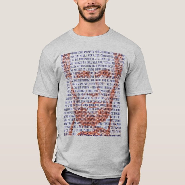 Camiseta Dirección Abraham Lincoln y Gettysburg en rojo y a (Anverso)