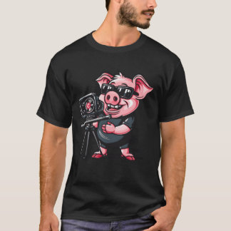 Camiseta Director de cine Cámara Hombre Cerdo divertido