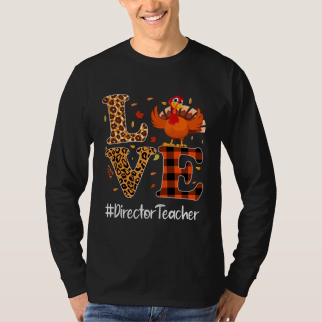 Camiseta Director Teacher Love Thanksgiving Leopard Turkey  (Anverso)