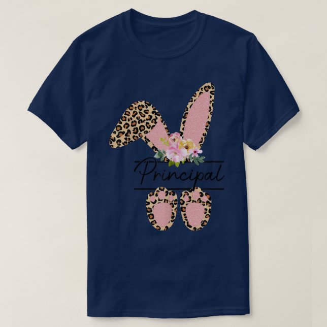 Camiseta Directora de Leopard Easter Bunny mayor Happy Eas (Diseño del anverso)