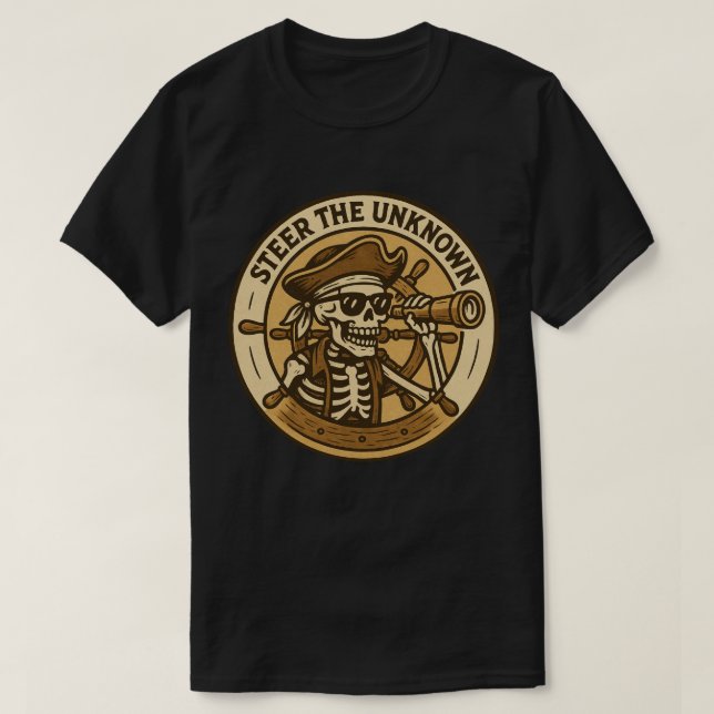 Camiseta Dirige el esqueleto de pirata desconocido (Diseño del anverso)