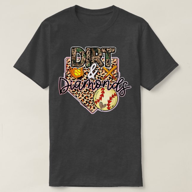 Camiseta Dirt And Diamonds Mom De Softball Y Basebal (Diseño del anverso)