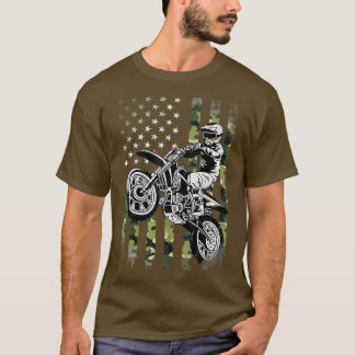 Camiseta Dirt Bike American Camo Flag Motocross Dirtbike Bi