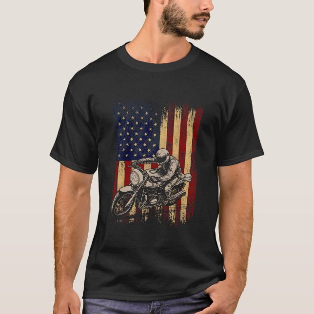 Camiseta Dirt Bike American Flag Motocross Biker 4Th Of Jul (Anverso)