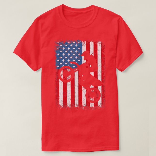 Camiseta Dirt Bike Bandera Americana Motocross Biker 4 de j (Diseño del anverso)