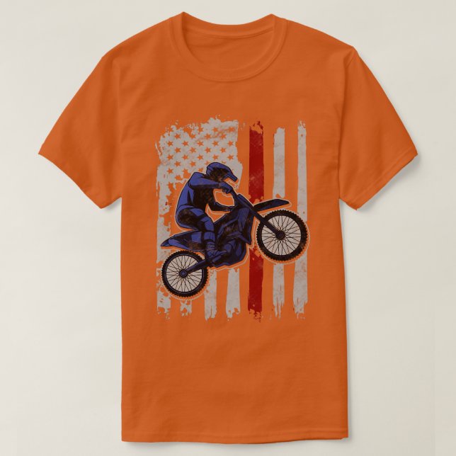 Camiseta Dirt Bike Bandera Americana Motocross Biker 4 de j (Diseño del anverso)