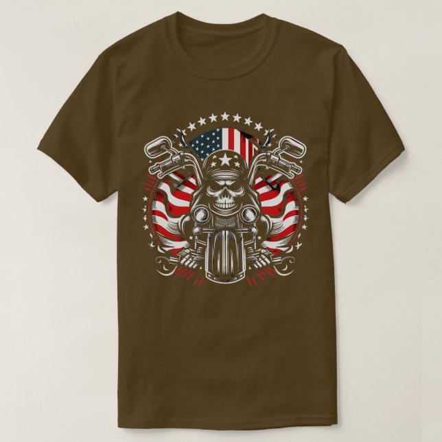 Camiseta Dirt Bike Bandera Americana Motocross Biker 4 de j (Diseño del anverso)