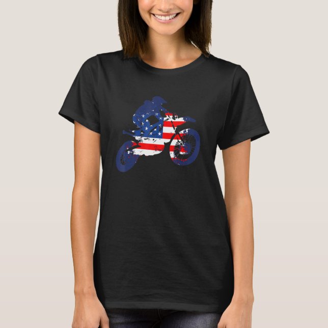 Camiseta Dirt Bike Bandera Americana Motocross Biker 4 de j (Anverso)