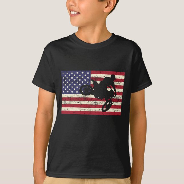 Camiseta Dirt Bike Bandera Americana Motocross Enduro (Anverso)