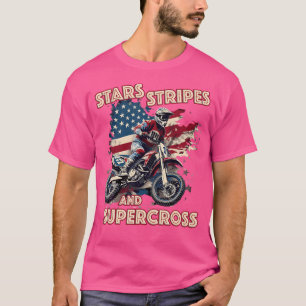 Camiseta Dirt Bike Bandera Ee.Uu. Estrellas Motor De Motocr