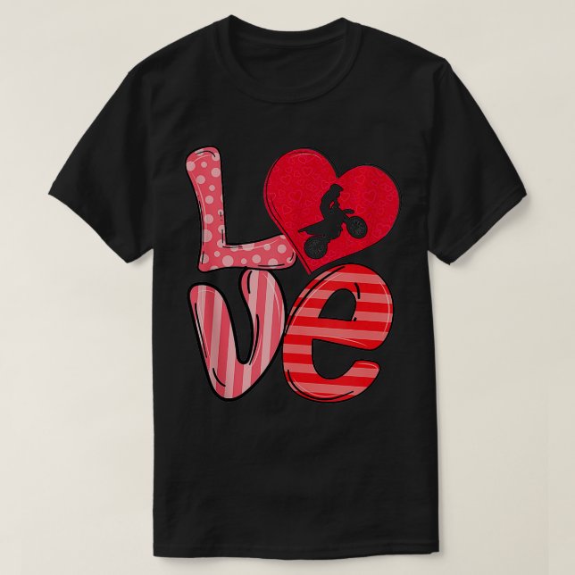 Camiseta Dirt Bike Hearts Love Día de San Valentín Dirt Bik (Diseño del anverso)
