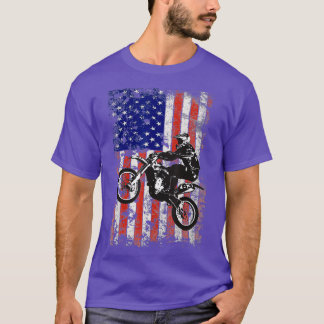 Camiseta Dirt Bike Motocross Biker Bandera Estadounidense 4