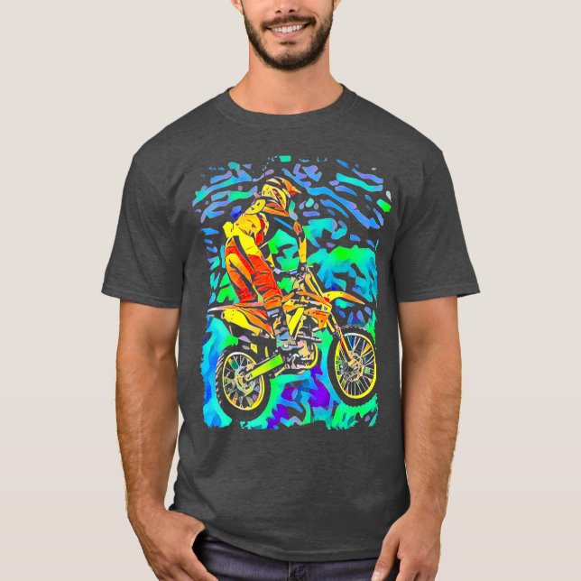 Camiseta Dirt Bike Motocross Carreras Pop Art (Anverso)