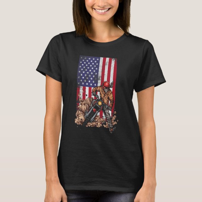 Camiseta Dirt Bike Patriot Biker Bandera Estadounidense Usa (Anverso)